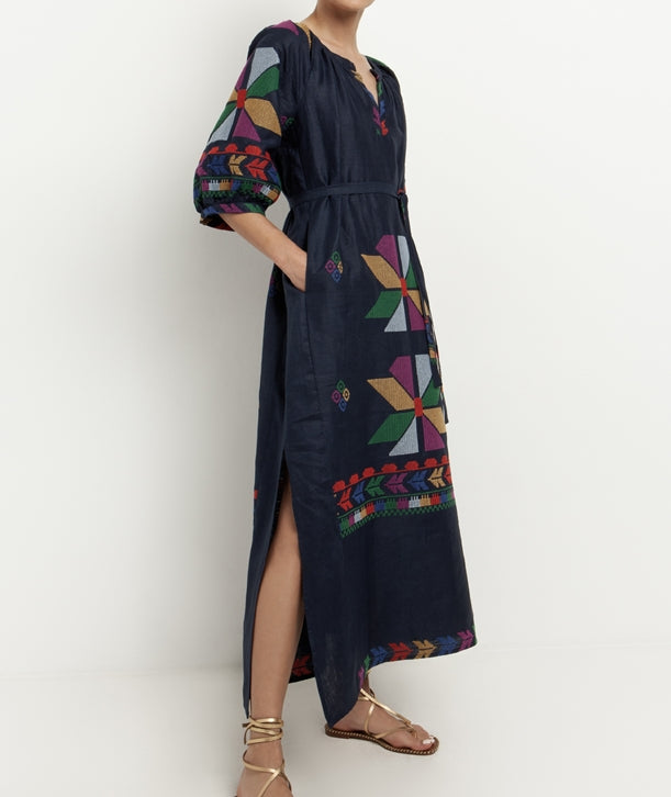 Greek Archaic Kori Long Dress Peony Rouge Greek Archaic Kori Long Dress Peony Rouge