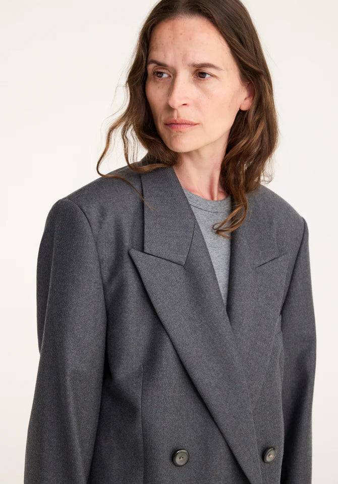 Róhe Double Breasted Tailored Jacket Dark Grey Melange – Peony Rouge