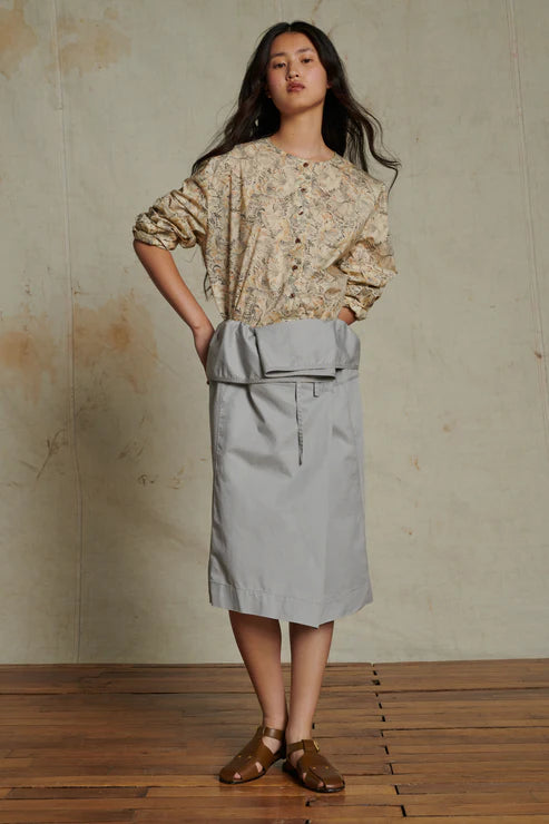 Soeur ALASKA BLOUSE oversized cotton poplin blouse with bloom print Peony Rouge
