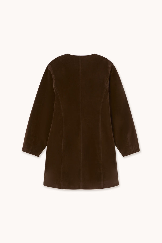 THE TINY BIG SISTER Buttoned fake suede dress - Dark brown  Peony Rouge