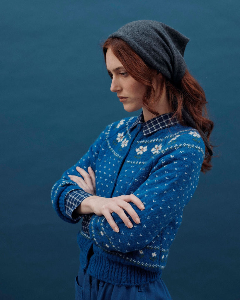 EMILE & IDA Camomille flowers jacquard cardigan - Royal – Peony Rouge