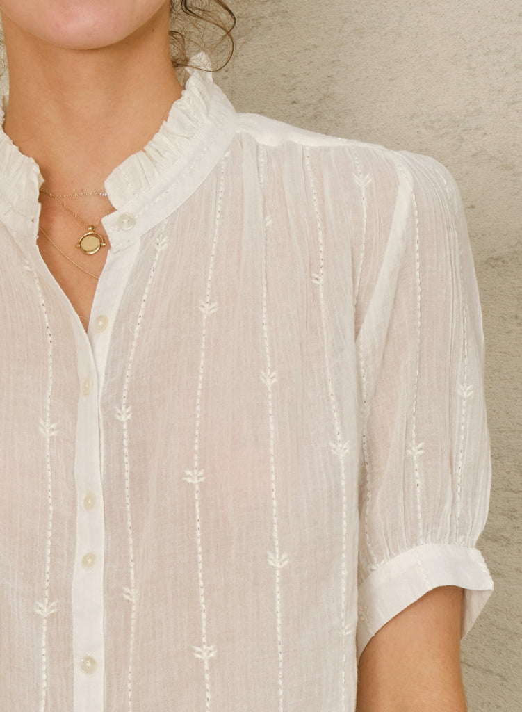 トップス Embroidery Collar Knitted Top - ecru Embellished-Collar Knit Top - Cream - Ladies | H&M US