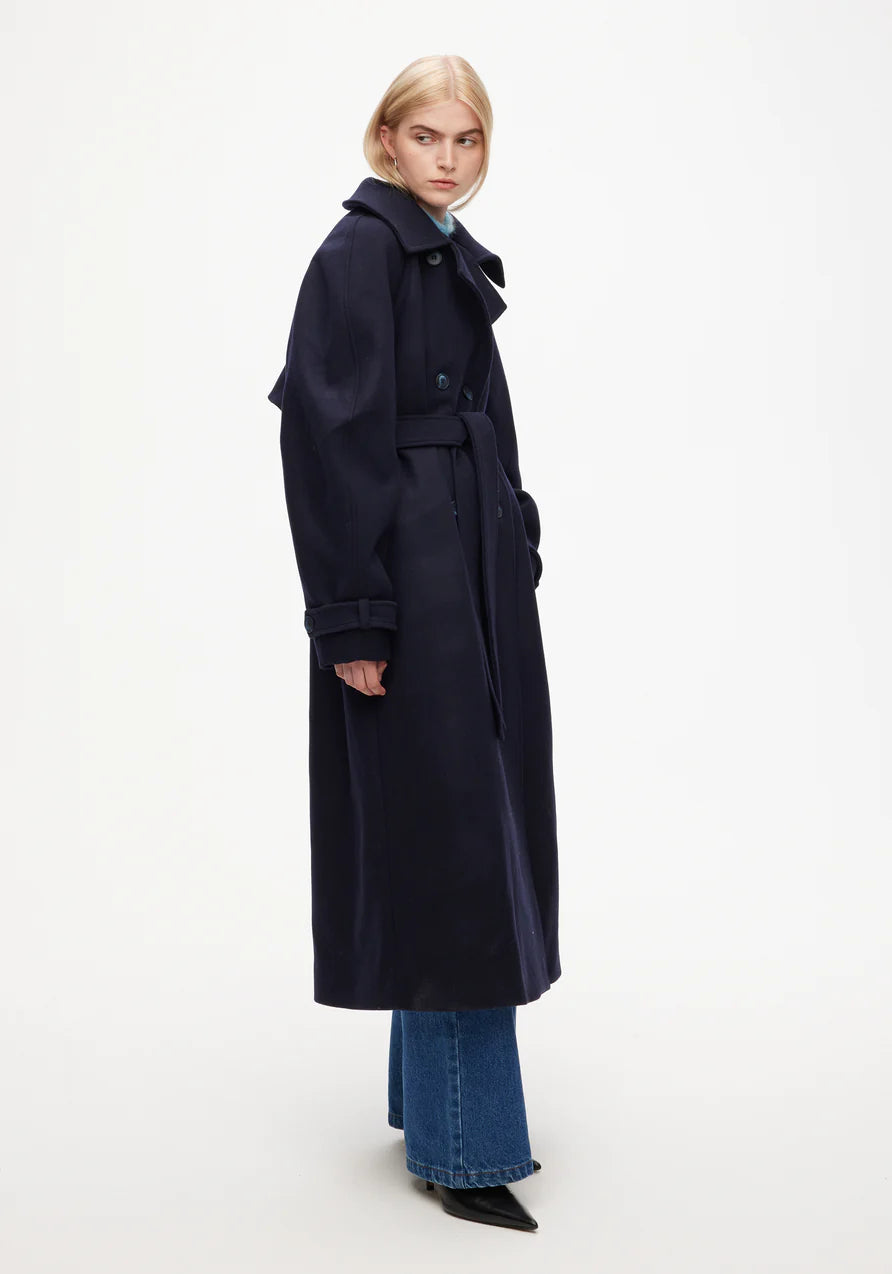 Bouton Polyester Trench Coat, col. Jaspe Acajou - La Mercerie Parisienne