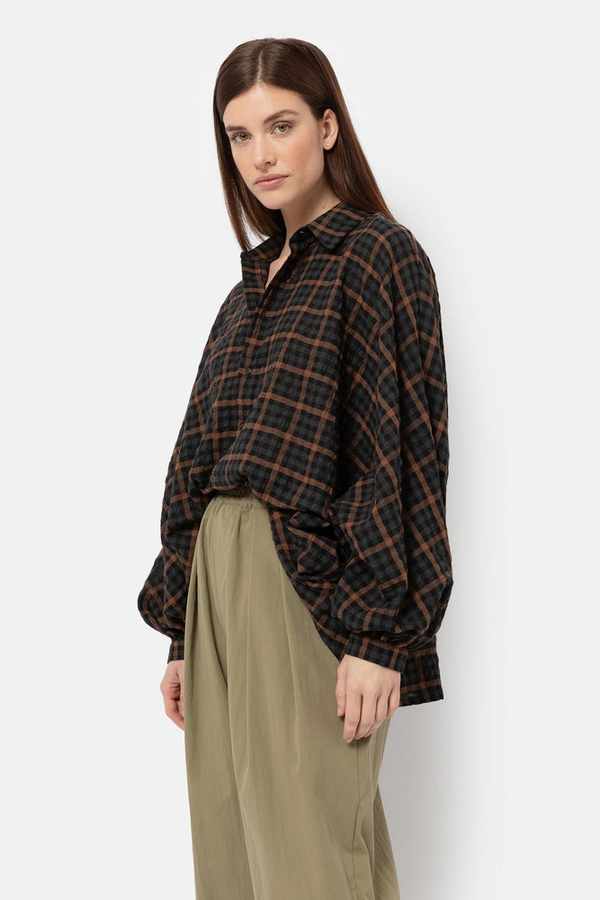 Âme Antwerp Henriette Poplin Shirt Black Camel Tartan