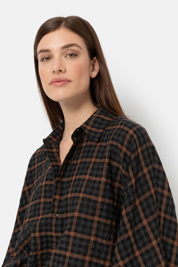 Âme Antwerp Henriette Poplin Shirt Black Camel Tartan