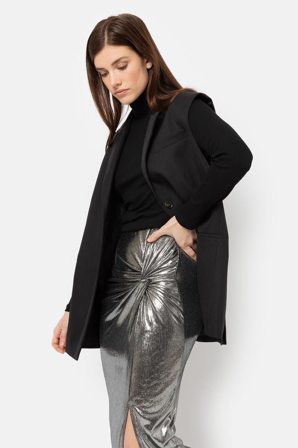 Âme Antwerp Impair Midi Skirt Shiny Silver