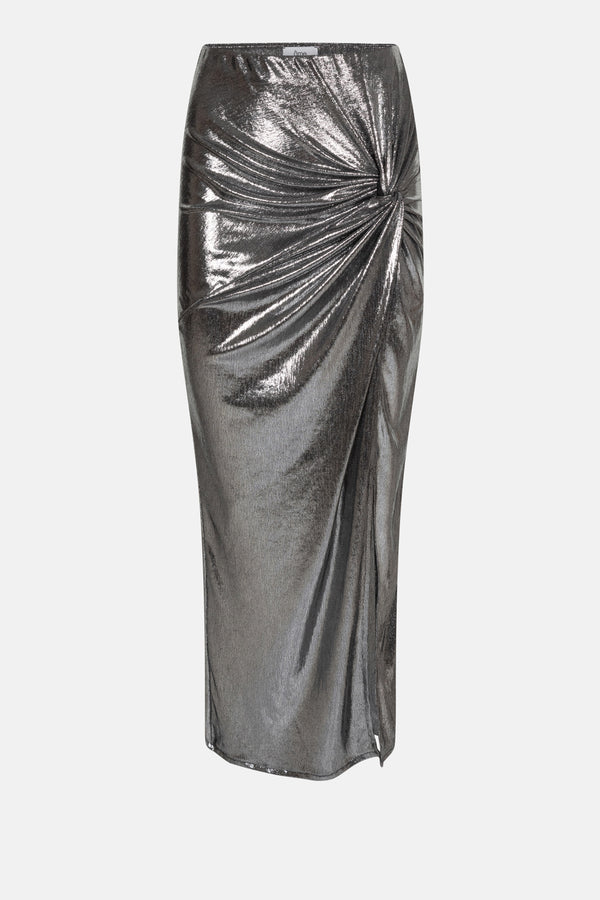 Âme Antwerp Impair Midi Skirt Shiny Silver