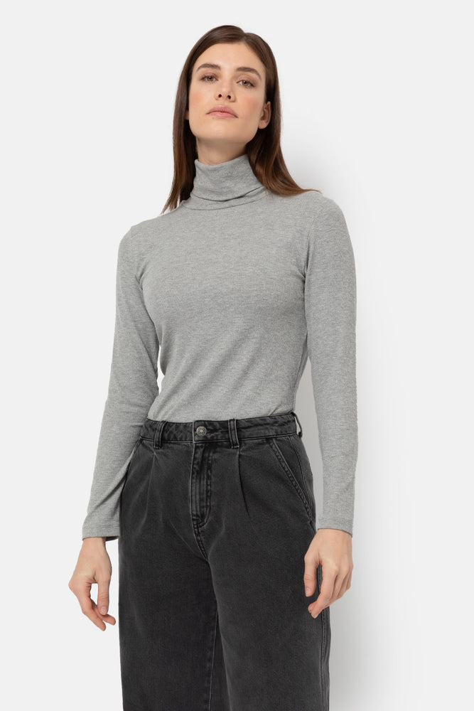 Âme Antwerp Kale Ribbed Turtleneck with Long Sleeves Marled Grey