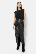 Âme Antwerp Karen Fake Leather Midi Skirt Black