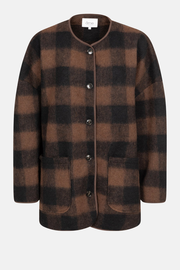 Âme Antwerp Hannah Teddy Oversized Jacket Brown Checked Wooly Jacket