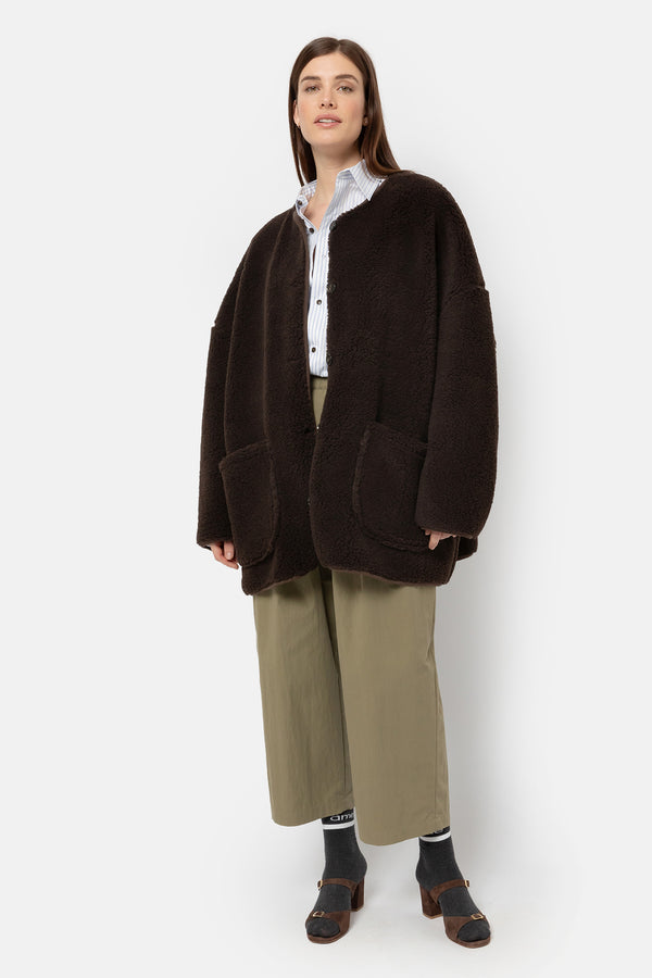 Âme Antwerp Hannah Teddy Oversized Jacket Chocolate Brown