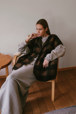 Âme Antwerp Ines Teddy Oversized Jacket Brown Checked Wooly Jacket