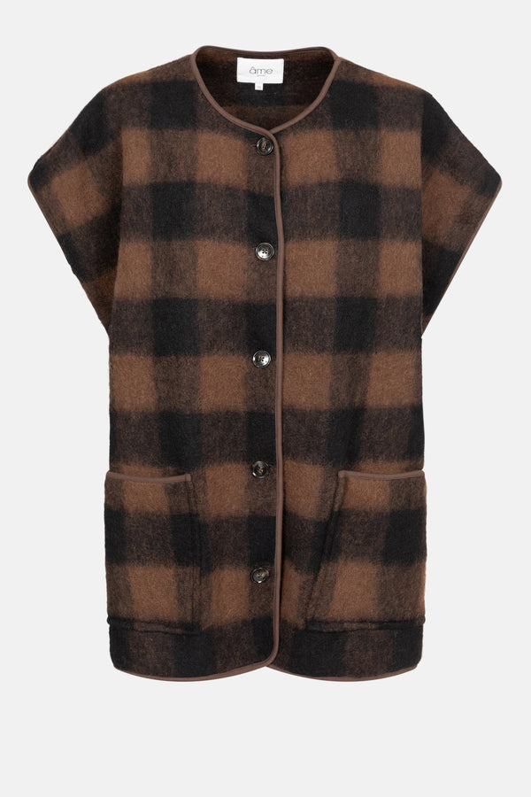 Âme Antwerp Ines Teddy Oversized Jacket Brown Checked Wooly Jacket