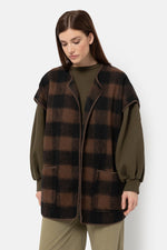 Âme Antwerp Ines Teddy Oversized Jacket Brown Checked Wooly Jacket