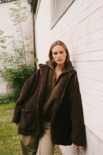 Âme Antwerp Kenji Teddy Oversized Hoodie Jacket Chocolate Brown