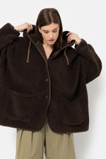 Âme Antwerp Kenji Teddy Oversized Hoodie Jacket Chocolate Brown