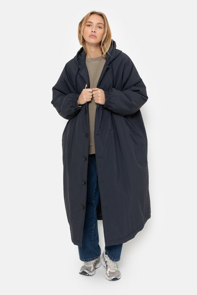 Âme Antwerp Morgan Long Coat with Hoodie - Dark Grey