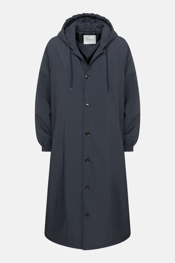 Âme Antwerp Morgan Long Coat with Hoodie - Dark Grey