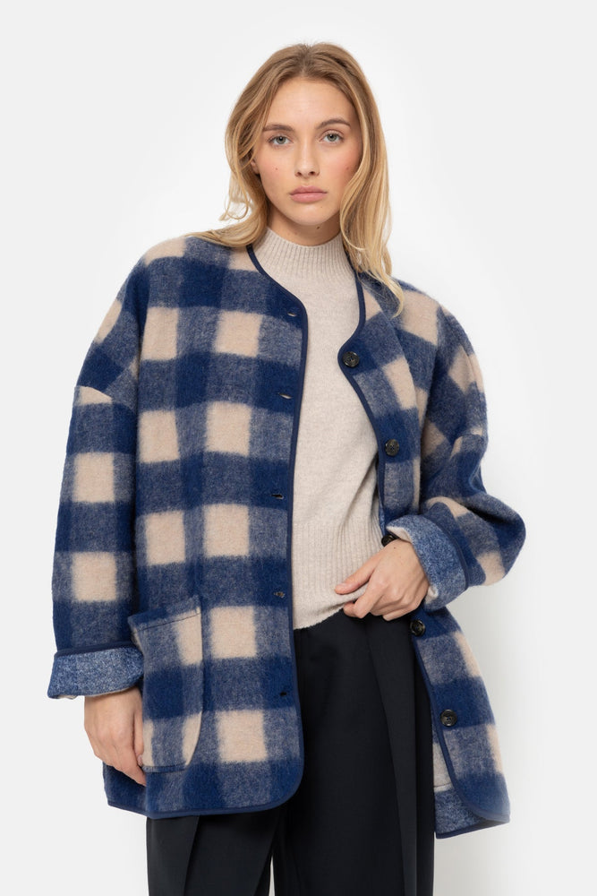Âme Antwerp Hannah Wooly Jacket - Blue & Beige Checked
