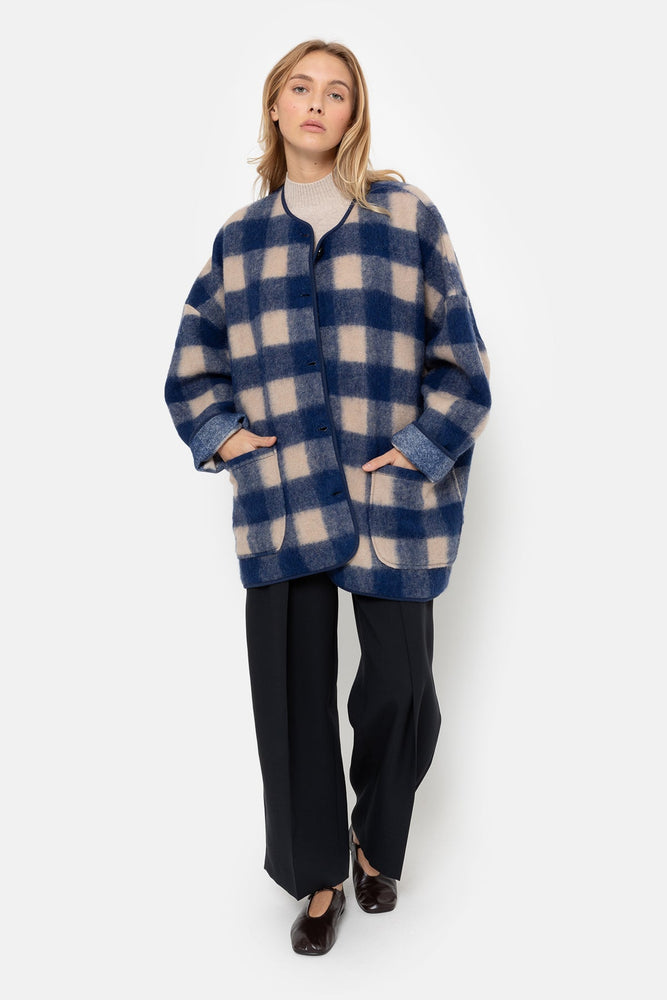 Âme Antwerp Hannah Wooly Jacket - Blue & Beige Checked