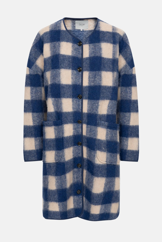 Âme Antwerp Mahaut Wooly Jacket  - Blue & Beige Checked