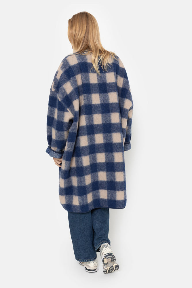 Âme Antwerp Mahaut Wooly Jacket  - Blue & Beige Checked