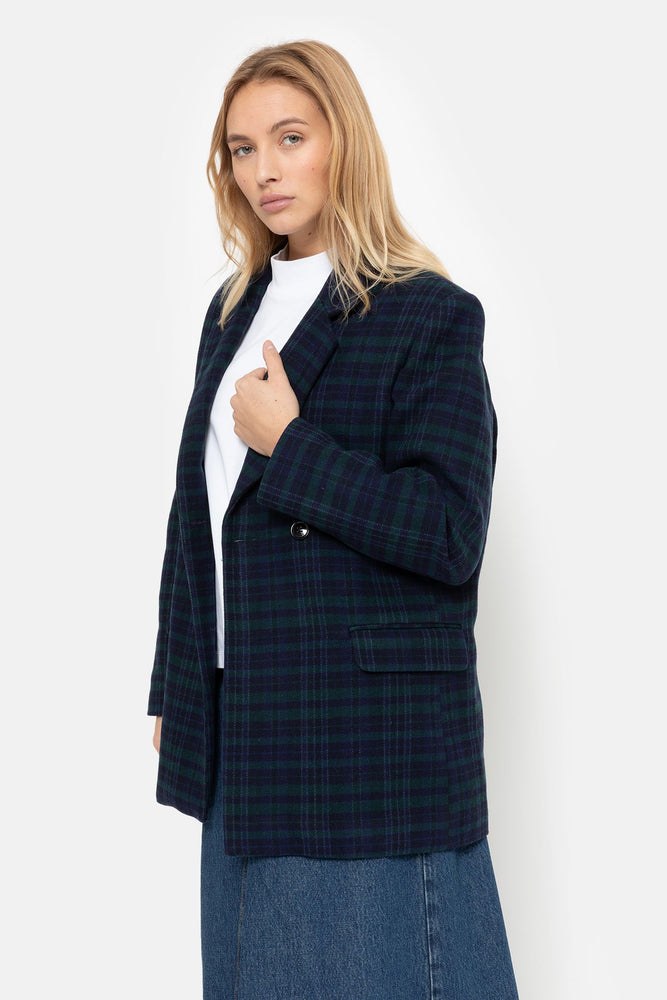 Âme Antwerp Monique Blazer - Dark Blue & Green Checked
