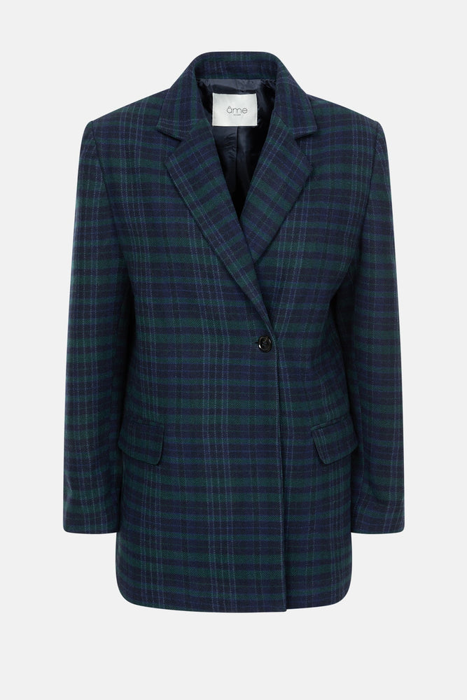 Âme Antwerp Monique Blazer - Dark Blue & Green Checked
