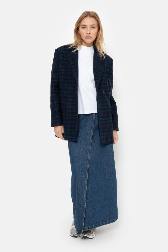 Âme Antwerp Monique Blazer - Dark Blue & Green Checked