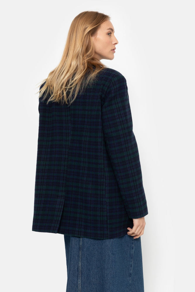 Âme Antwerp Monique Blazer - Dark Blue & Green Checked