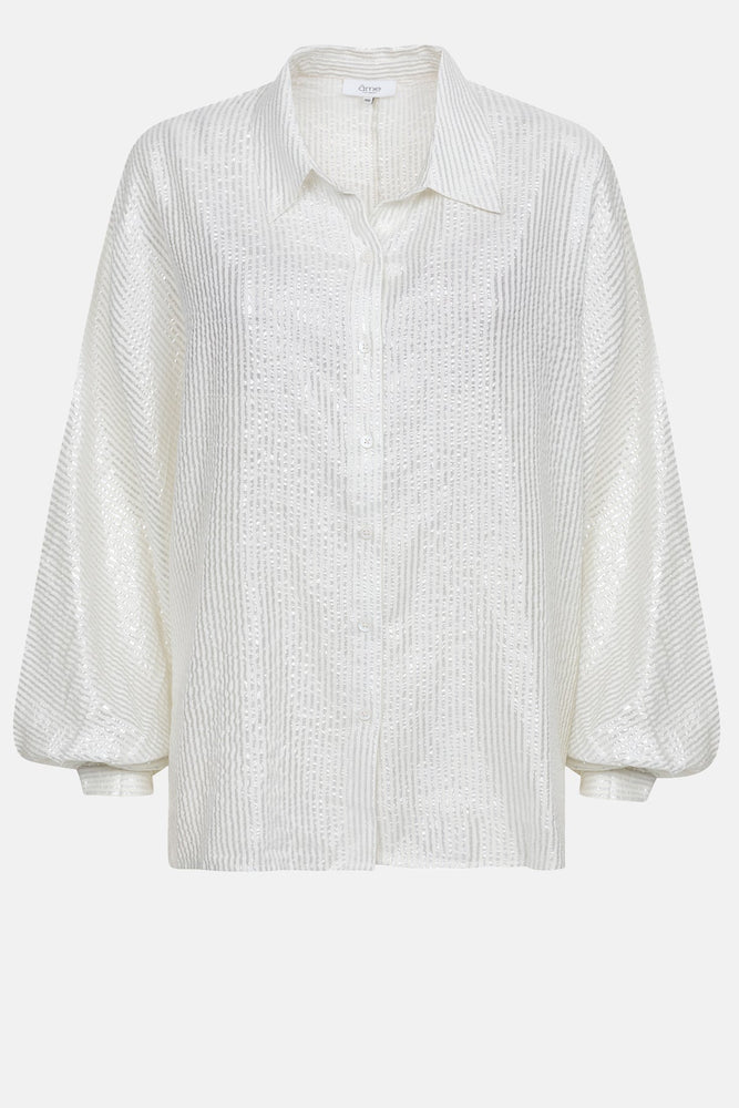 Âme Antwerp Gala Oversized Shirt White/Silver Stripes