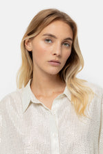 Âme Antwerp Gala Oversized Shirt White/Silver Stripes