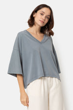 Âme Antwerp Lison Boxy T-Shirt with V Neck Vintage Grey