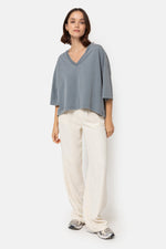Âme Antwerp Lison Boxy T-Shirt with V Neck Vintage Grey