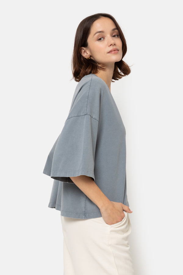 Âme Antwerp Lison Boxy T-Shirt with V Neck Vintage Grey