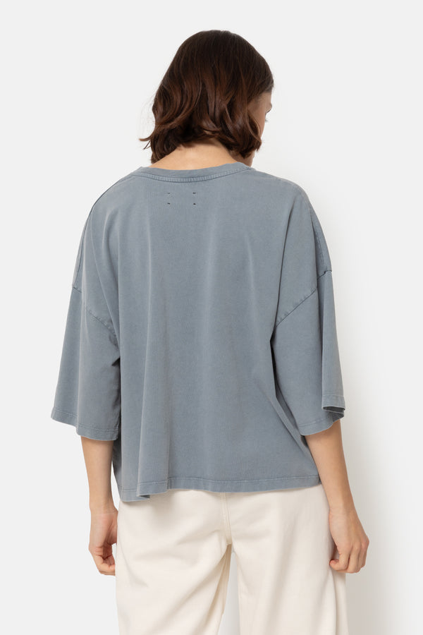 Âme Antwerp Lison Boxy T-Shirt with V Neck Vintage Grey