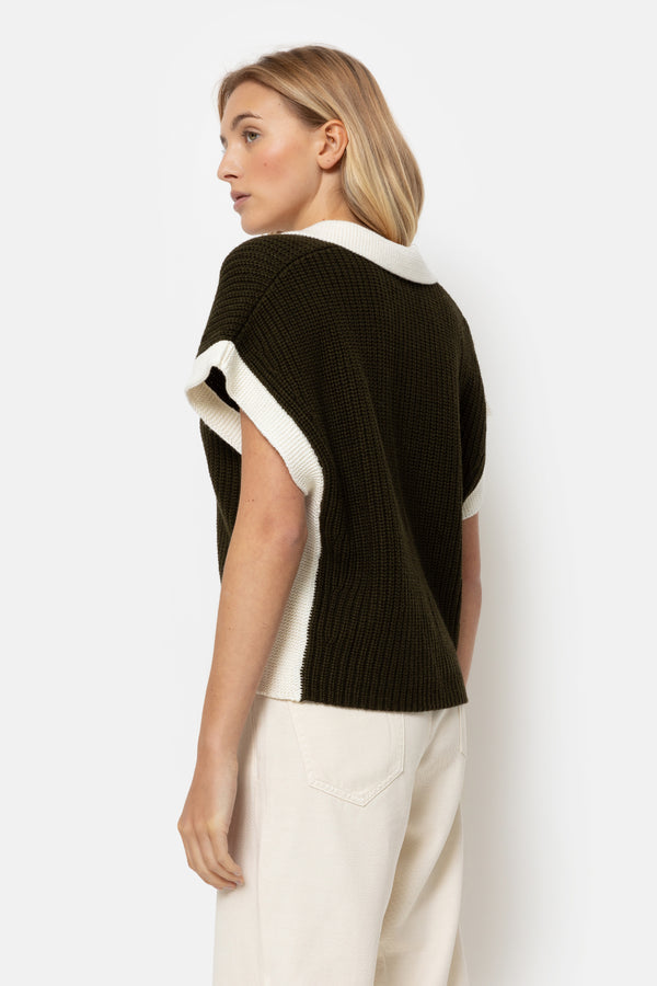 Âme Antwerp Louchka Polo Sweater Navy Blue & White