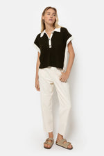Âme Antwerp Louchka Polo Sweater Navy Blue & White