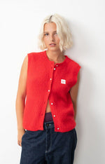 American Vintage East Sleeveless Cardigan Red