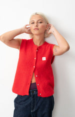American Vintage East Sleeveless Cardigan Red