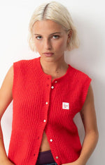 American Vintage East Sleeveless Cardigan Red