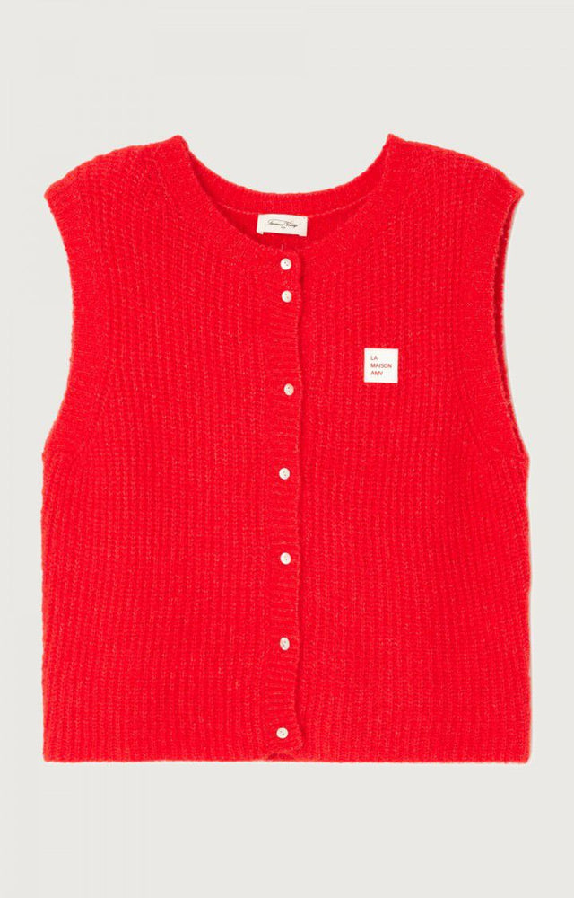 American Vintage East Sleeveless Cardigan Red