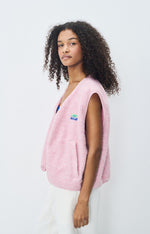American Vintage Hoktown Teddy Vest Sugared Almond Pink