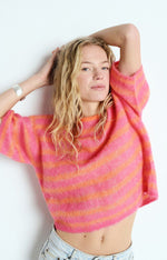 American Vintage Nenybay Striped Jumper Fluo Orange/Hibiscus