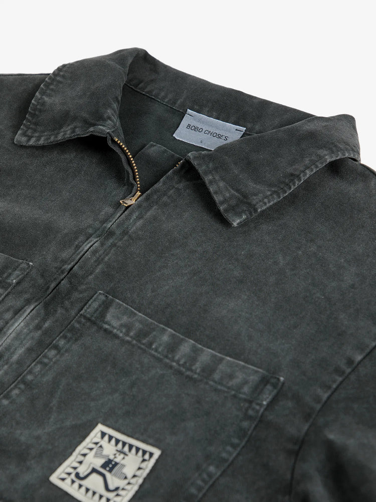 Bobo Choses Denim zip-up jumpsuit - Dark Grey