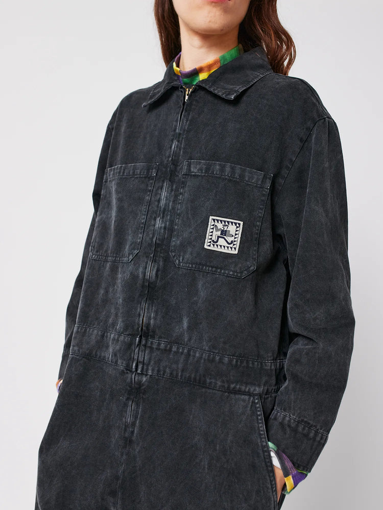 Bobo Choses Denim zip-up jumpsuit - Dark Grey
