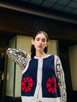 Bobo Choses Flower knitted vest - Navy Blue