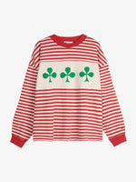 Bobo Choses Shamrock knitted striped relaxed T‑shirt - Red