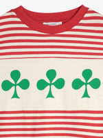 Bobo Choses Shamrock knitted striped relaxed T‑shirt - Red