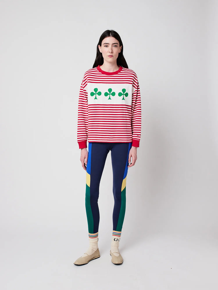 Bobo Choses Shamrock knitted striped relaxed T‑shirt - Red